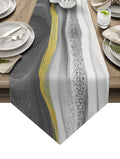 Grey Watercolor Gradient Marble Texture Table Runner Place Mats Sharp Angle - LeobonZone