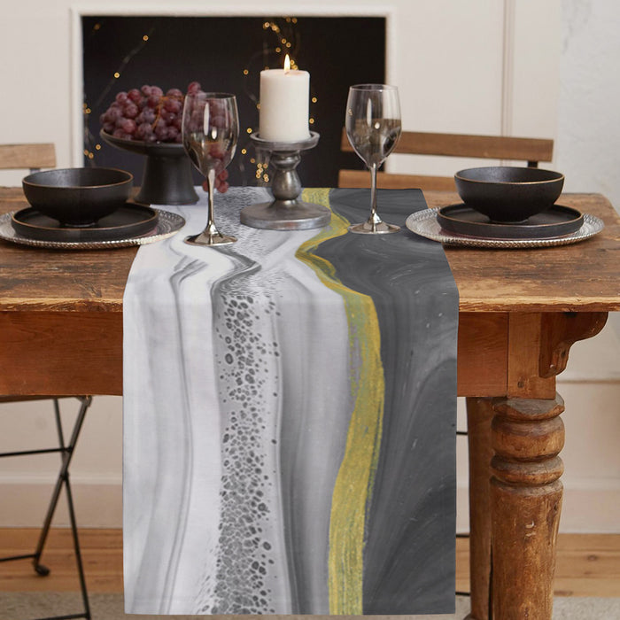 Grey Watercolor Gradient Marble Texture Table Runner Place Mats - LeobonZone