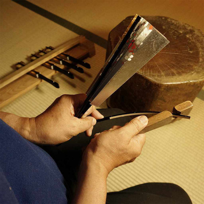 [HAND FAN] MEN'S PAPER FAN KAKISHIBU DYEING DARK BLUE | KYOTO FOLDING FANS | OHNISHI TSUNE SHOTEN