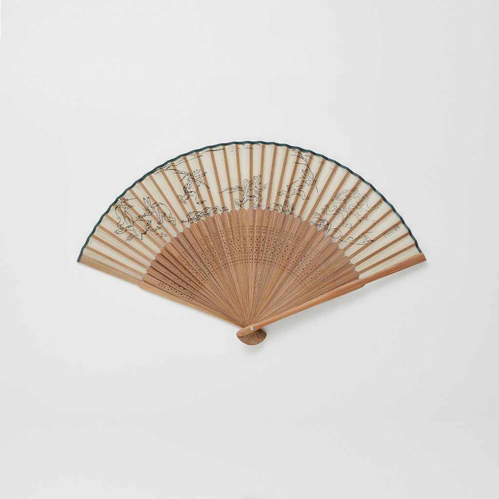 [HAND FAN] MEN'S SILK FAN BIRD AND BEAST CARICATURE | KYOTO FOLDING FANS | OHNISHI TSUNE SHOTEN