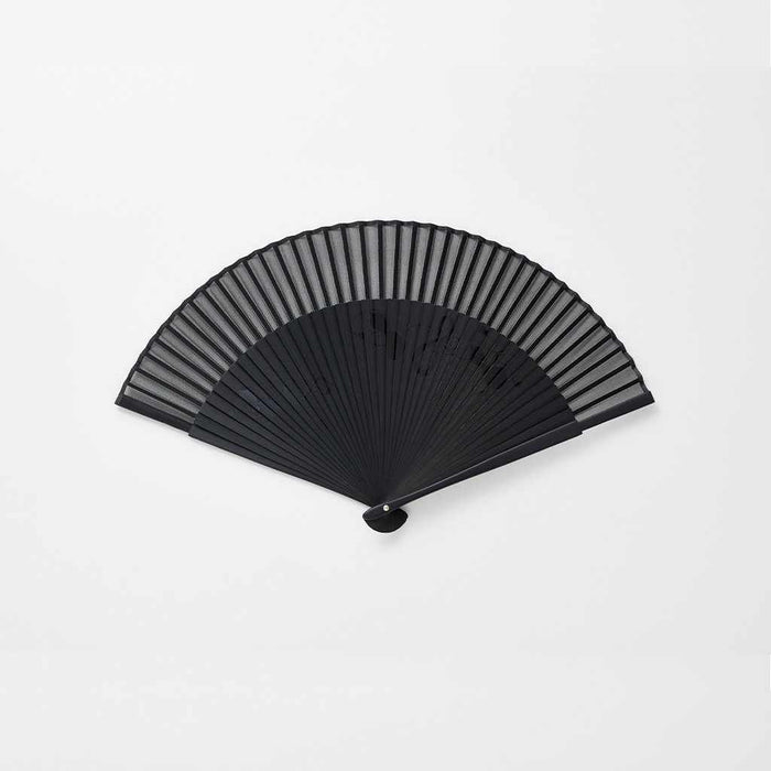 [HAND FAN] MEN'S SILK FAN GOURD BLACK BONE LARGE SHORT GROUND | KYOTO FOLDING FANS | OHNISHI TSUNE SHOTEN