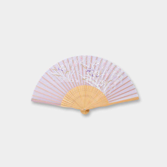 [HAND FAN] WOMEN'S SILK FAN AYAME MAUVE | KYOTO FOLDING FANS | OHNISHI TSUNE SHOTEN