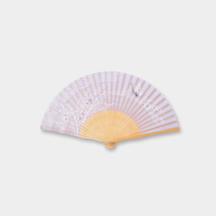 [HAND FAN] WOMEN'S SILK FAN HANANO'S BUTTERFLY MAUVE | KYOTO FOLDING FANS | OHNISHI TSUNE SHOTEN
