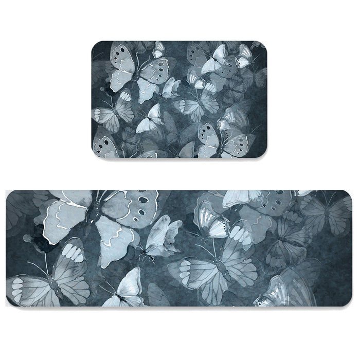 Hand painted Butterfly Circular Angle Felt Carpets Two piece set - LeobonZone