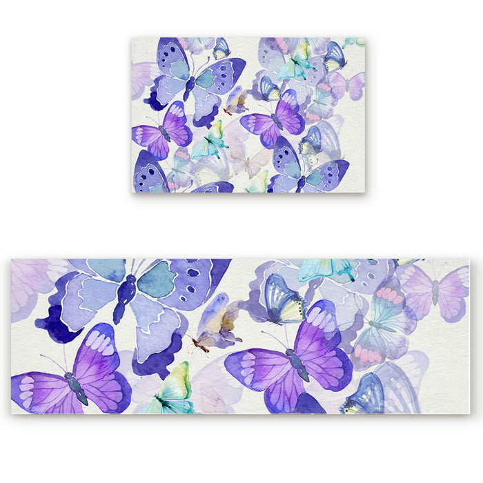 Hand painted Butterfly Right Angle Felt Doormat Two piece set - LeobonZone