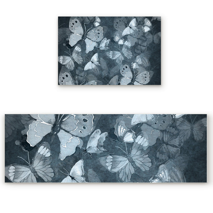 Hand painted Butterfly Right Angle Felt Doormat Two piece set - LeobonZone