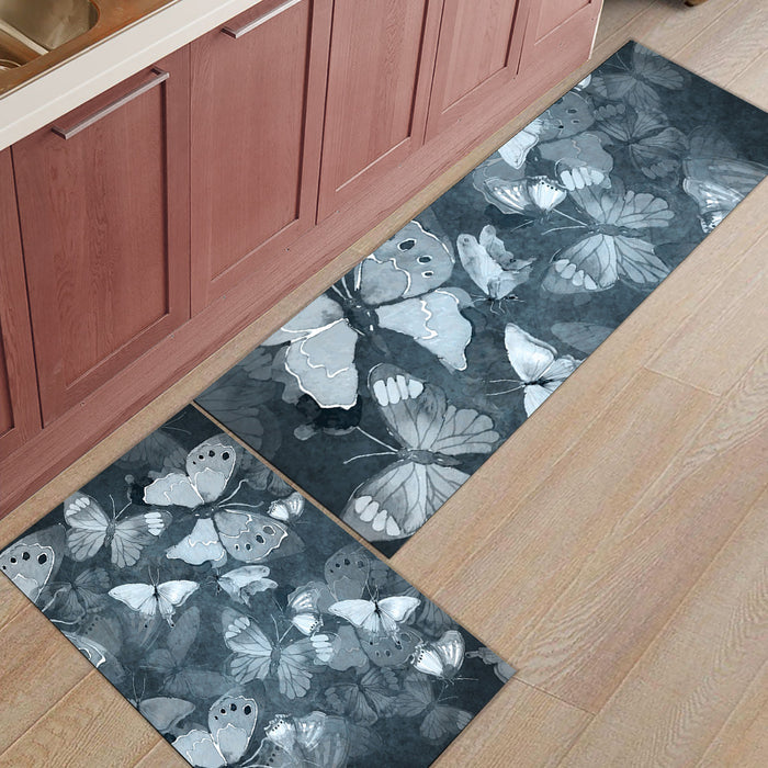 Hand painted Butterfly Right Angle Felt Doormat Two piece set - LeobonZone