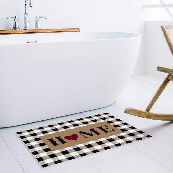 Home Brown black and white gray plaid background Non-Slip Waterproof  Doormat - LeobonZone