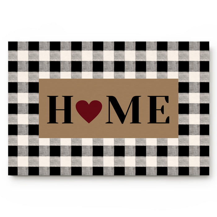 Home Brown black and white gray plaid background Non-Slip Waterproof  Doormat - LeobonZone