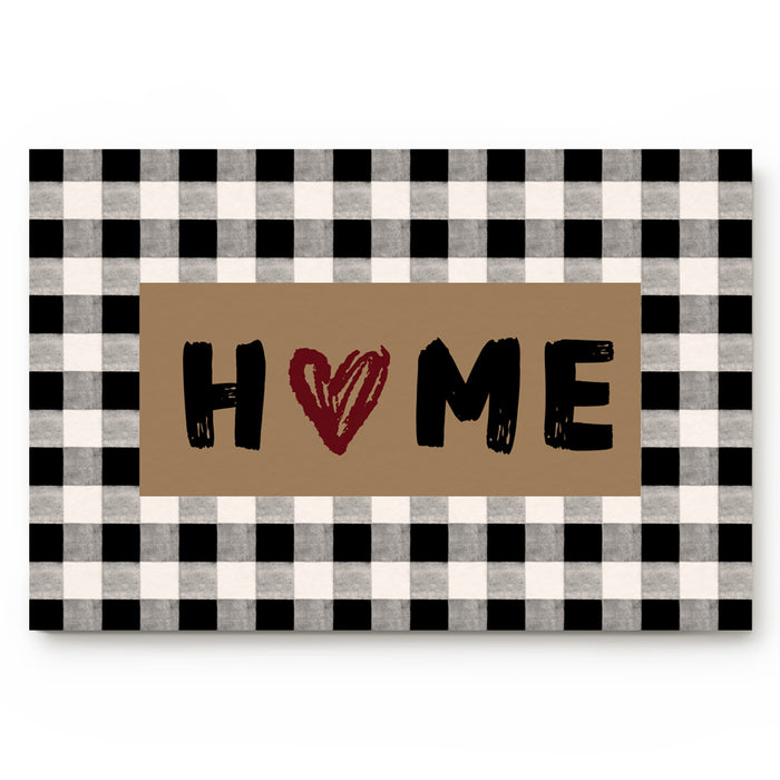 Home Brown black and white gray plaid background Non-Slip Waterproof  Doormat - LeobonZone