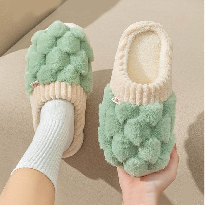 Honeycomb: Fluffy Plush Slippers | Warm Indoor Slippers - Goodlifebean Shoes