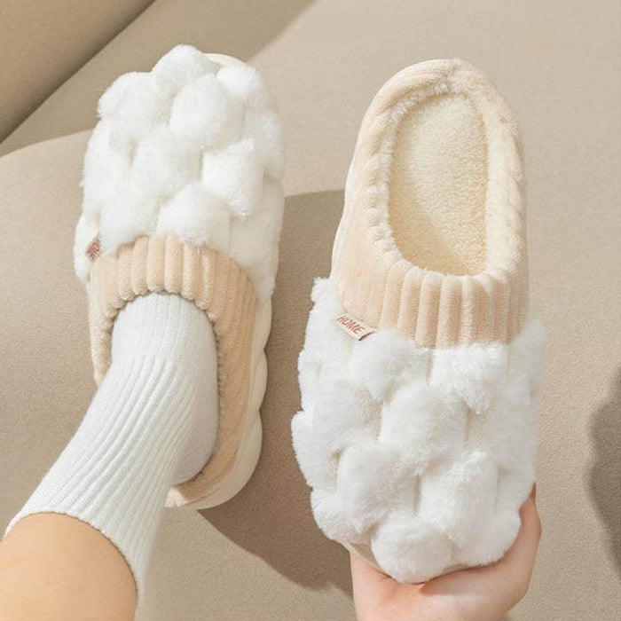 Honeycomb: Fluffy Plush Slippers | Warm Indoor Slippers - Goodlifebean Shoes