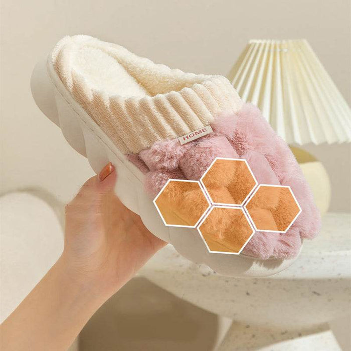 Honeycomb: Fluffy Plush Slippers | Warm Indoor Slippers - Goodlifebean Shoes
