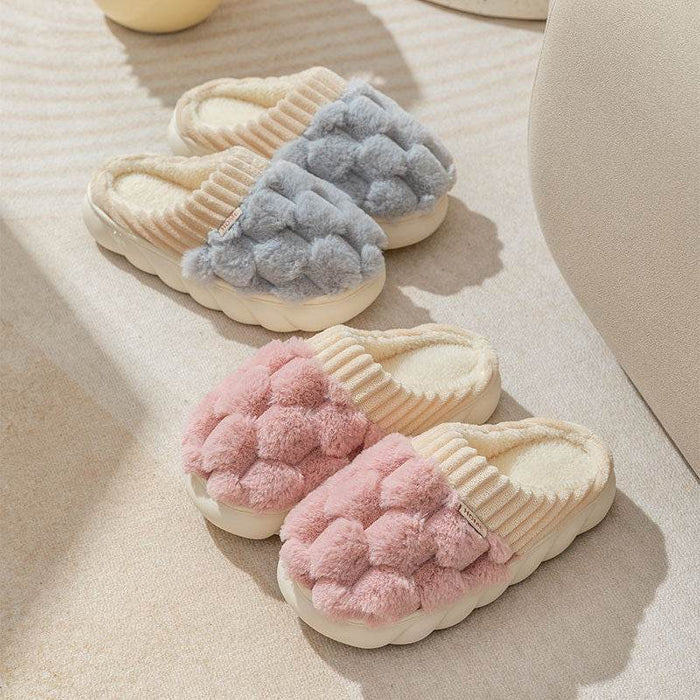 Honeycomb: Fluffy Plush Slippers | Warm Indoor Slippers - Goodlifebean Shoes