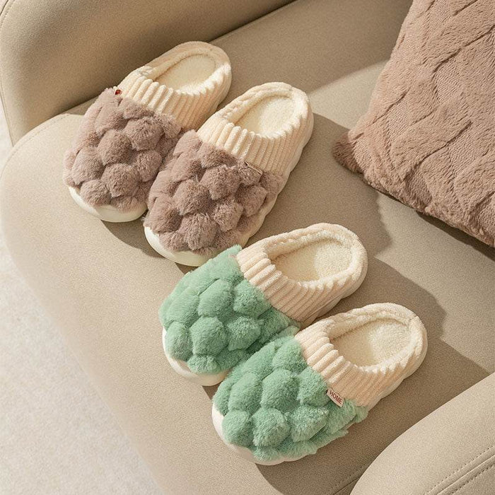 Honeycomb: Fluffy Plush Slippers | Warm Indoor Slippers - Goodlifebean Shoes