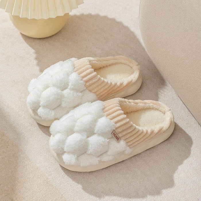Honeycomb: Fluffy Plush Slippers | Warm Indoor Slippers - Goodlifebean Shoes