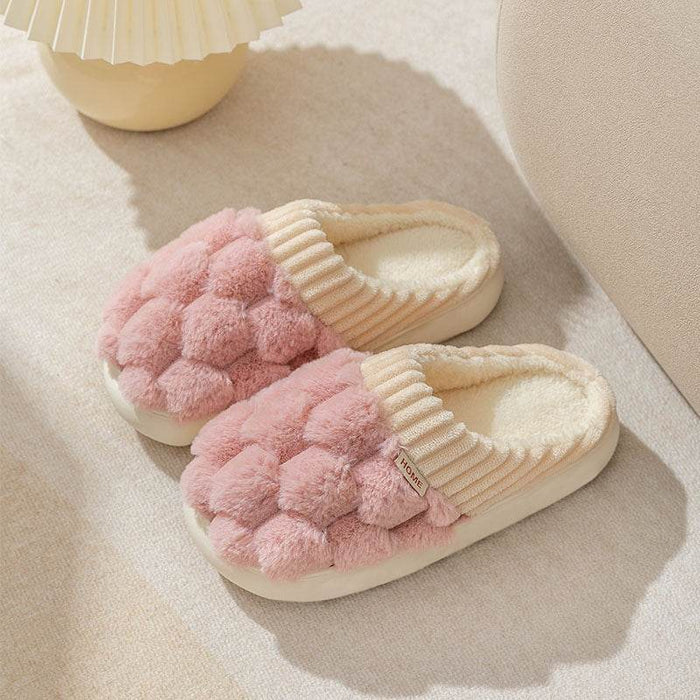 Honeycomb: Fluffy Plush Slippers | Warm Indoor Slippers - Goodlifebean Shoes
