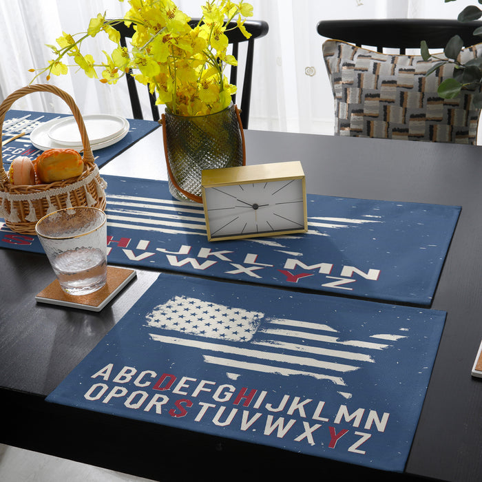 Independence Day American alphabet map flag Table Flag And Table Mat Suit - LeobonZone