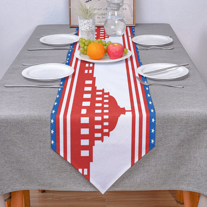 Independence day red building stars Sharp Angle Table Runner Place Mats - LeobonZone
