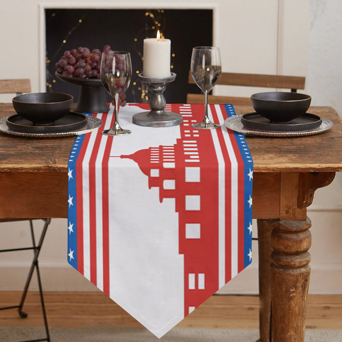 Independence day red building stars Sharp Angle Table Runner Place Mats - LeobonZone