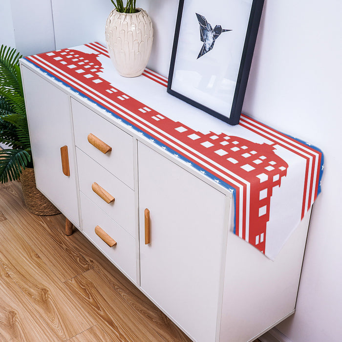 Independence day red building stars Sharp Angle Table Runner Place Mats - LeobonZone
