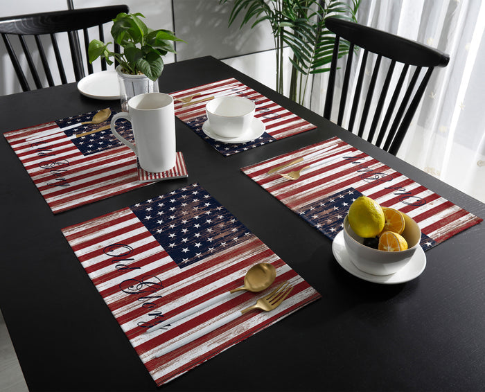 Independence day retro American flag Personalized Table Placemats - LeobonZone