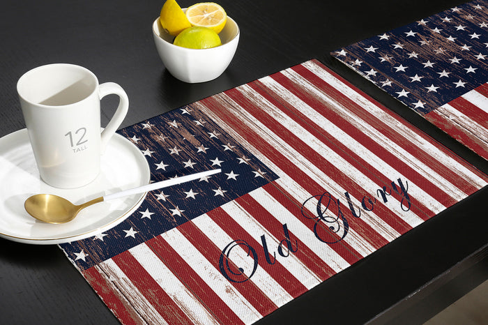 Independence day retro American flag Personalized Table Placemats - LeobonZone