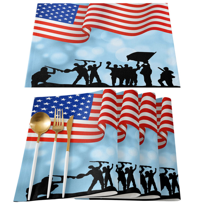 Independence day victory cheers soldiers Personalized Table Placemats - LeobonZone