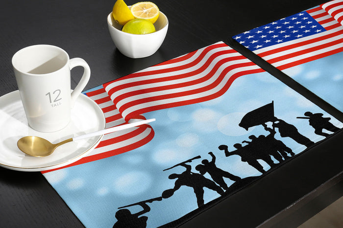Independence day victory cheers soldiers Personalized Table Placemats - LeobonZone