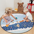 Indigo Blue Triangle mosaic marble Circular Felt Rugs - LeobonZone