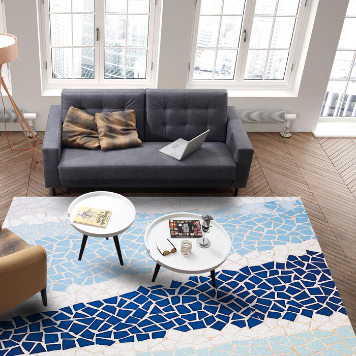 Indigo Blue Triangle mosaic marble Right Angle Felt Rugs - LeobonZone