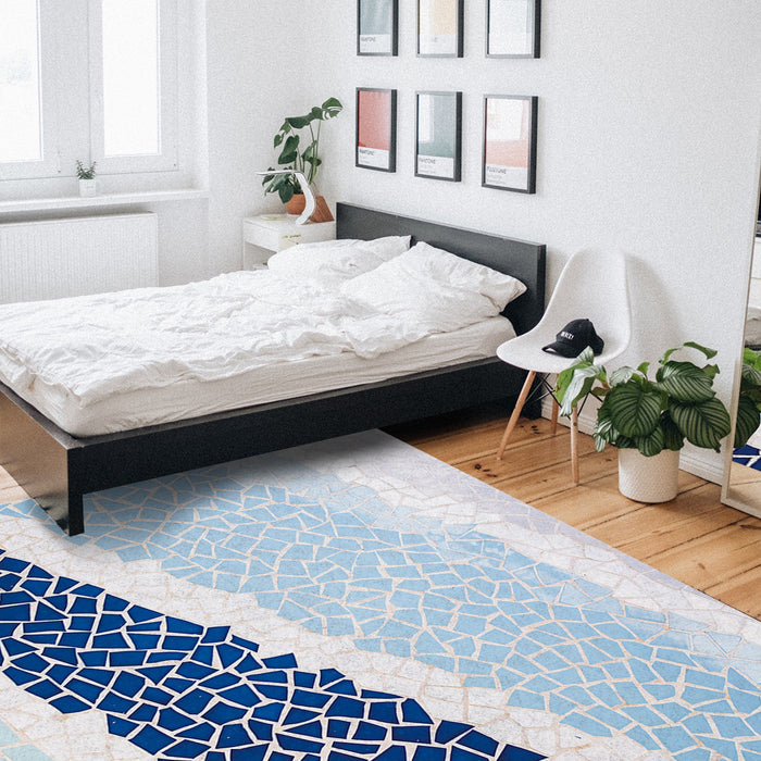 Indigo Blue Triangle mosaic marble Right Angle Felt Rugs - LeobonZone