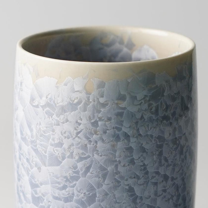 Japanese tea cup yunomi with blue flower crystal glaze | Kyoto-Kiyomizu ware, Touan