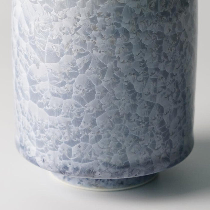 Yunomi Japanese tea cup with crystalline flower glaze in pale blue | Kyoto-Kiyomizu ware, Touan