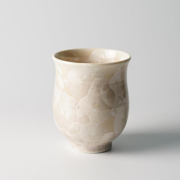 Yunomi Japanese tea cup with crystalline flower glaze in cream | Kyoto-Kiyomizu ware, Touan