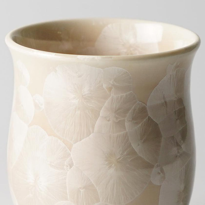 Japanese yunomi tea cup with crystalline flower glaze in cream | Kyoto-Kiyomizu ware, Touan