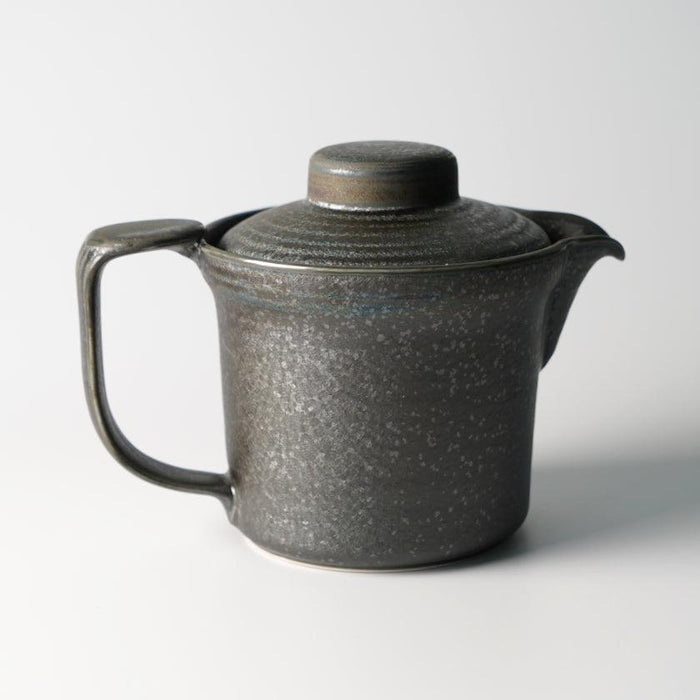 [JAPANESE TEA CUP] WIDE-MOUTHED POT BLACK SILVER (WITH AMI) | MARUMO KATO POTTERY | MINO WARES