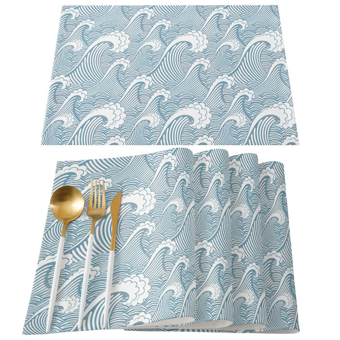 Japanese Water Wave Personalized Table Placemats - LeobonZone