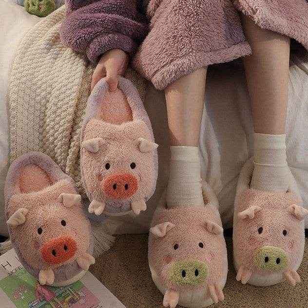 Kawaii Cloudy Pig Plush Slippers - Goodlifebean Shoes