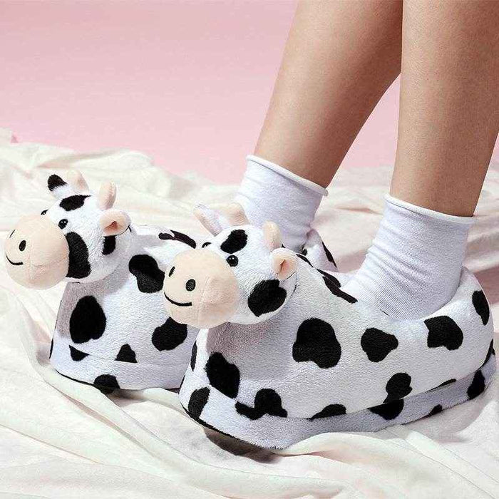 Kawaii Cow Plush Slippers - Goodlifebean Stuffed Animals