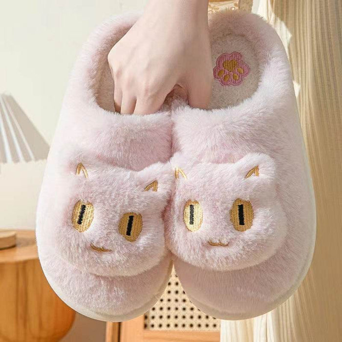 Kawaii Fluffy Cat Plush Slippers - Goodlifebean Shoes
