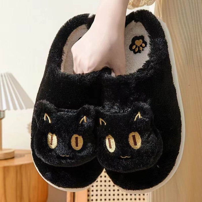 Kawaii Fluffy Cat Plush Slippers - Goodlifebean Shoes