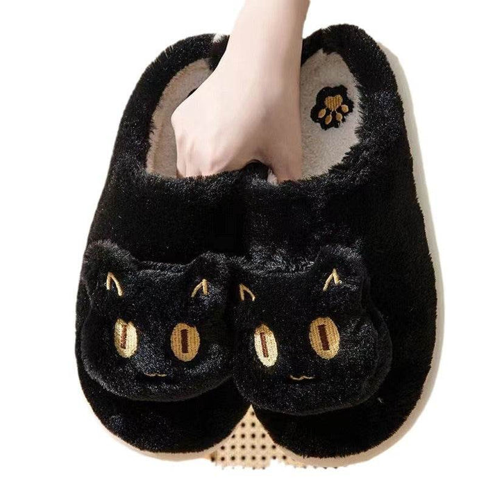 Kawaii Fluffy Cat Plush Slippers - Goodlifebean Shoes