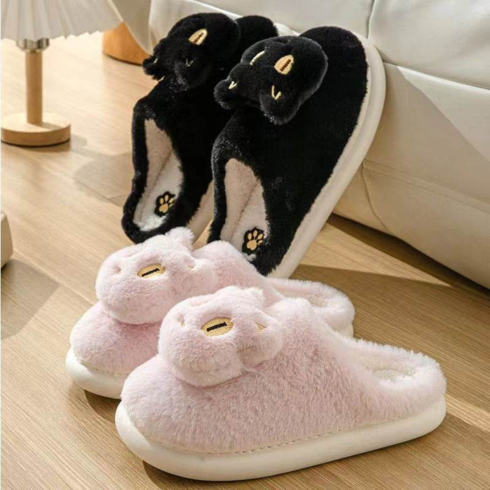 Kawaii Fluffy Cat Plush Slippers - Goodlifebean Shoes