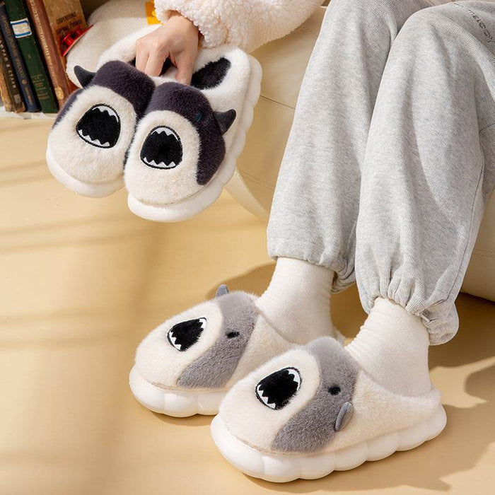 Kawaii Fluffy Shark Slippers - Goodlifebean Shoes