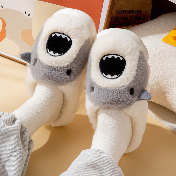 Kawaii Fluffy Shark Slippers - Goodlifebean Shoes