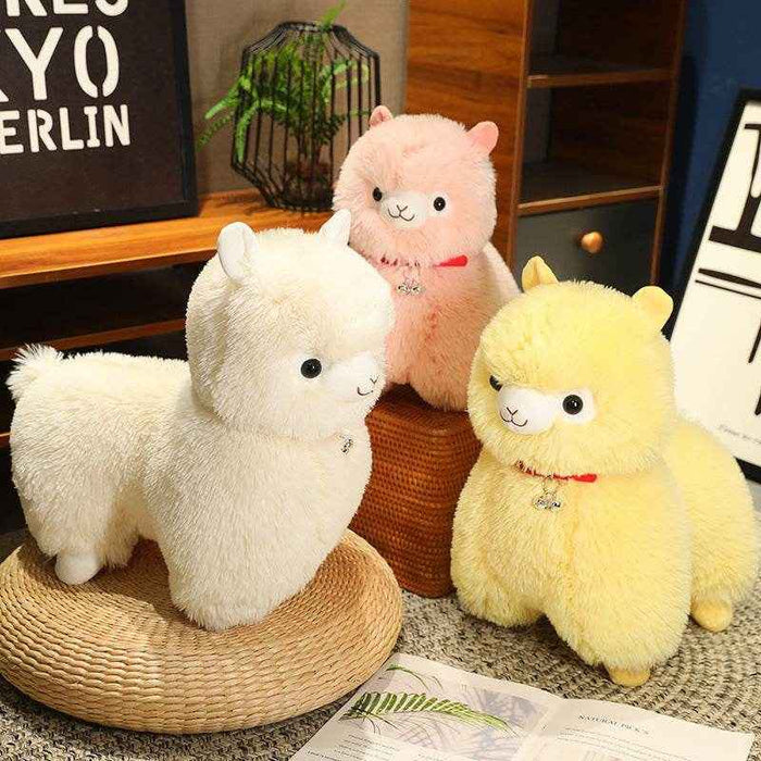 Kawaii White Pink Fluffy Alpaca Plushie - Goodlifebean Stuffed Animals