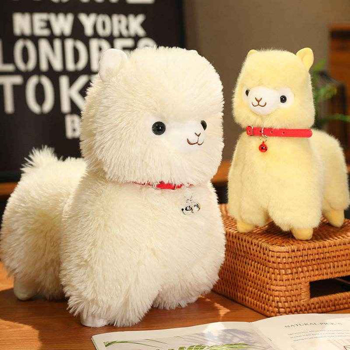 Kawaii White Pink Fluffy Alpaca Plushie - Goodlifebean Stuffed Animals