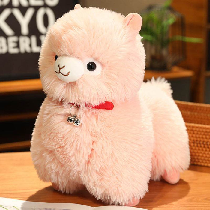 Kawaii White Pink Fluffy Alpaca Plushie - Goodlifebean Stuffed Animals