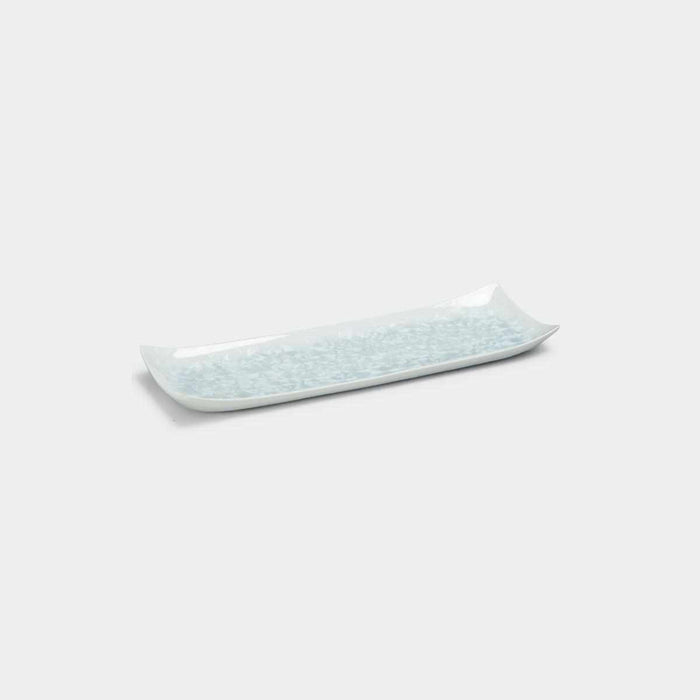[LARGE PLATE (PLATTER)] FLOWER CRYSTAL (WHITE) LONG PLATE | TOUAN | KYOTO-KIYOMIZU WARES
